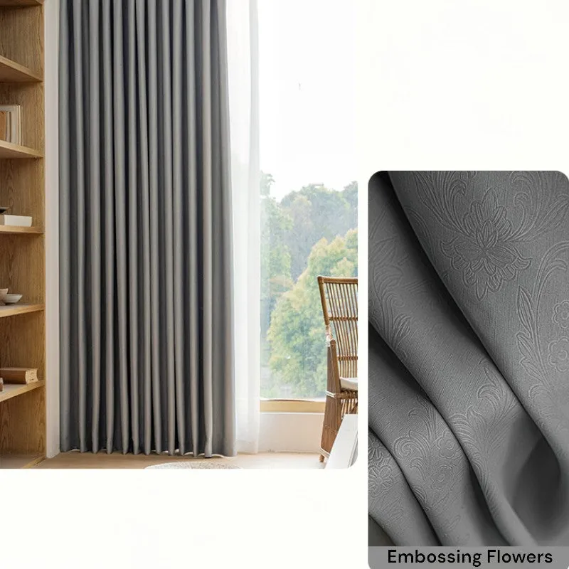 Lydia Embossed Floral 100% Blackout Custom Curtain