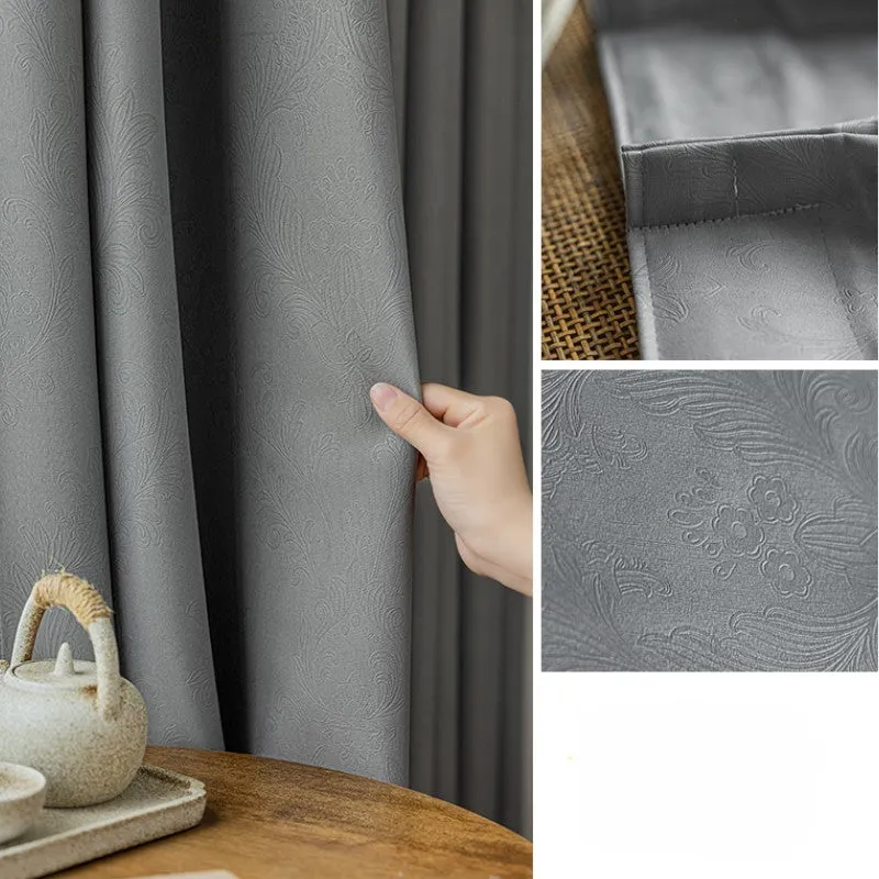 Lydia Embossed Floral 100% Blackout Custom Curtain