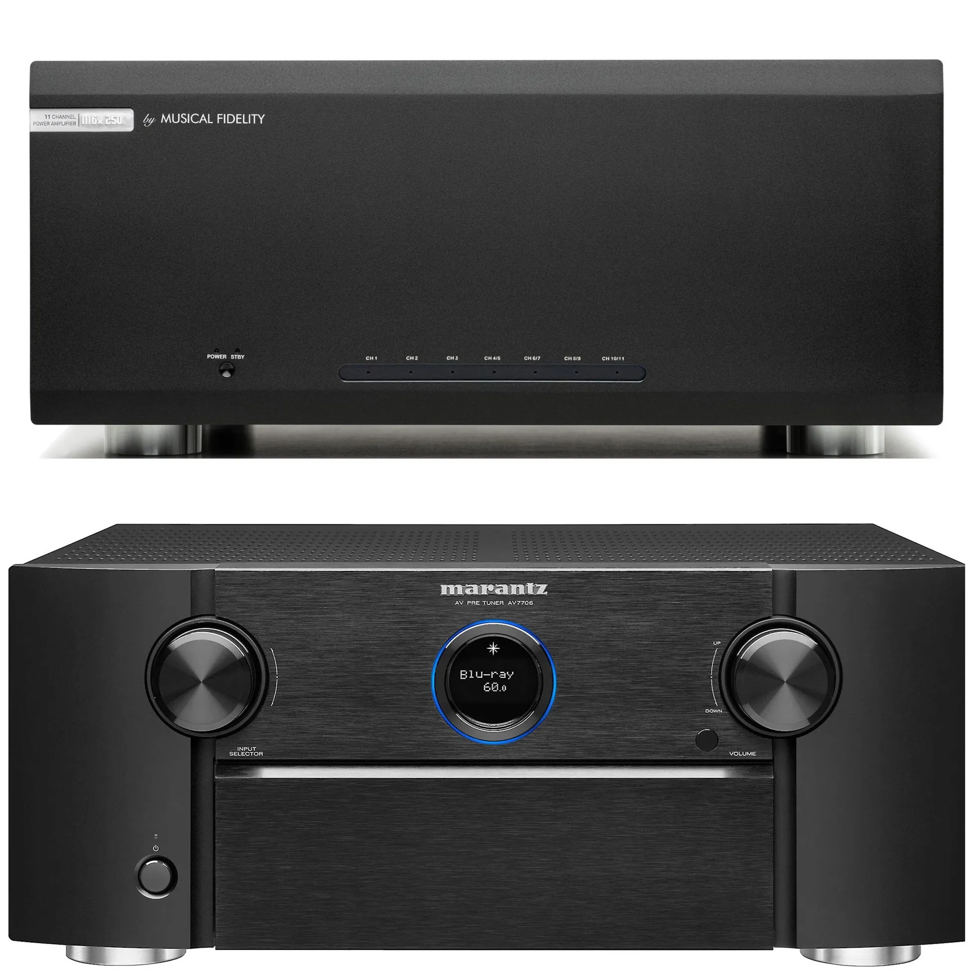 Marantz AV7706 11.2 Channel AV Surround Pre-Amplifier and Musical Fidelity M6X 250.11 11 Channel Power Amplifier Bundle