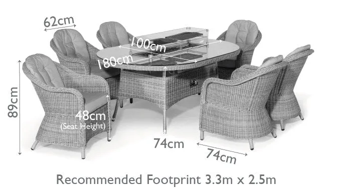 Maze Winchester 6 Seat Oval Fire Pit Dining Set With Heritage Chairs