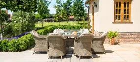 Maze Winchester 6 Seat Oval Fire Pit Dining Set With Heritage Chairs