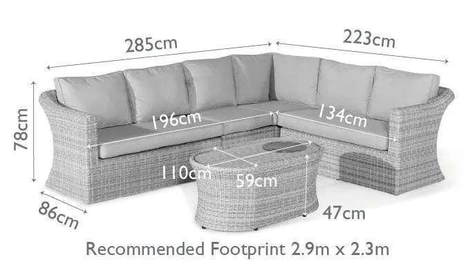 Maze Winchester Large Corner Sofa Set With Fire Pit Table
