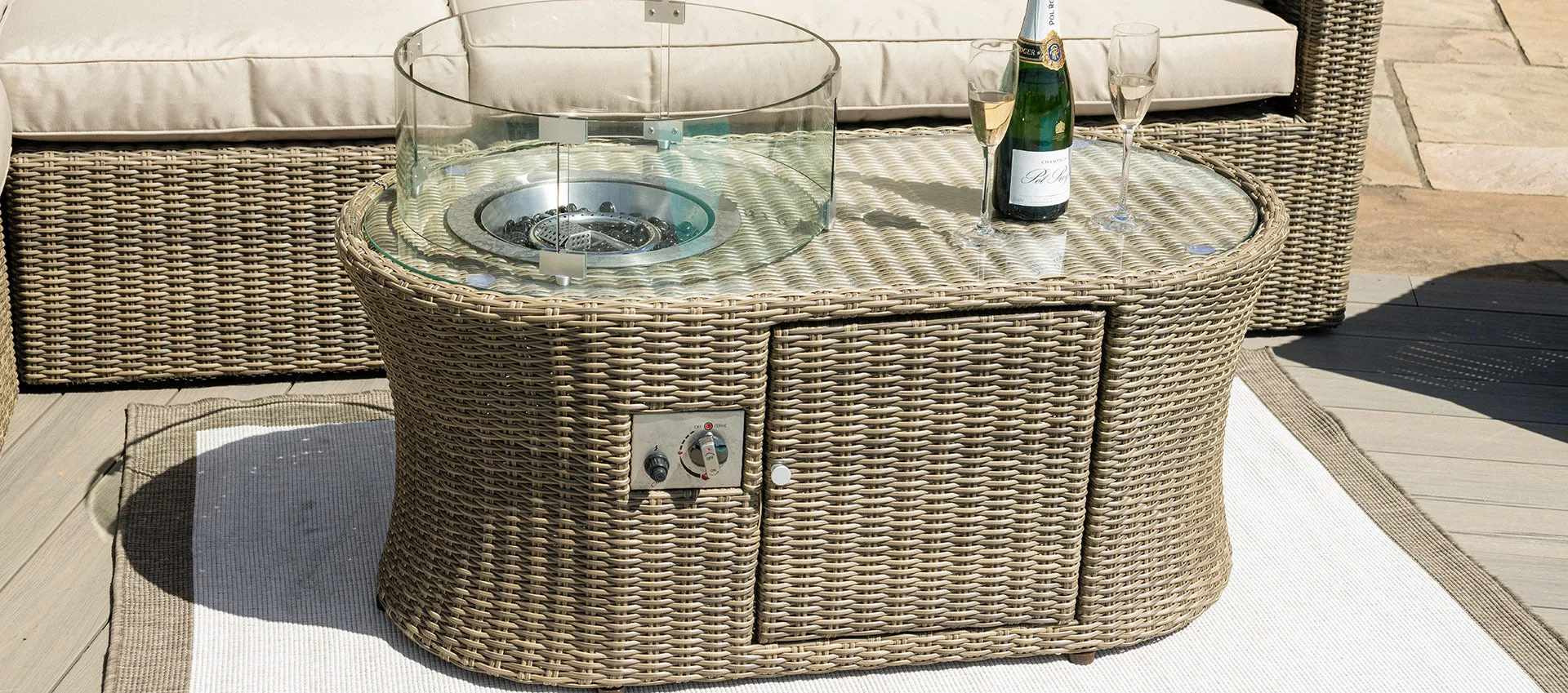 Maze Winchester Large Corner Sofa Set With Fire Pit Table