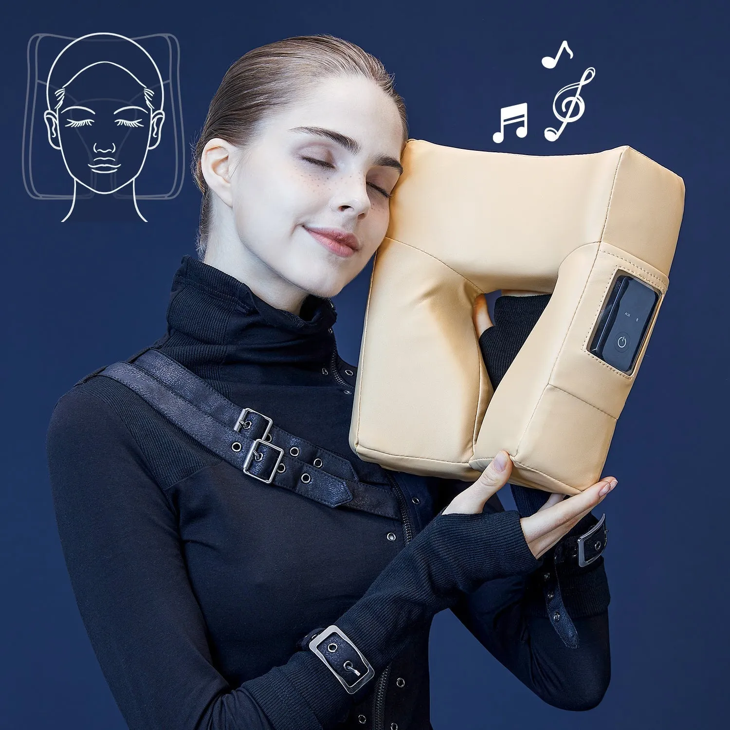 Music Master High Fidelity Sound Ergonomic Face Cradle - Cream Colour