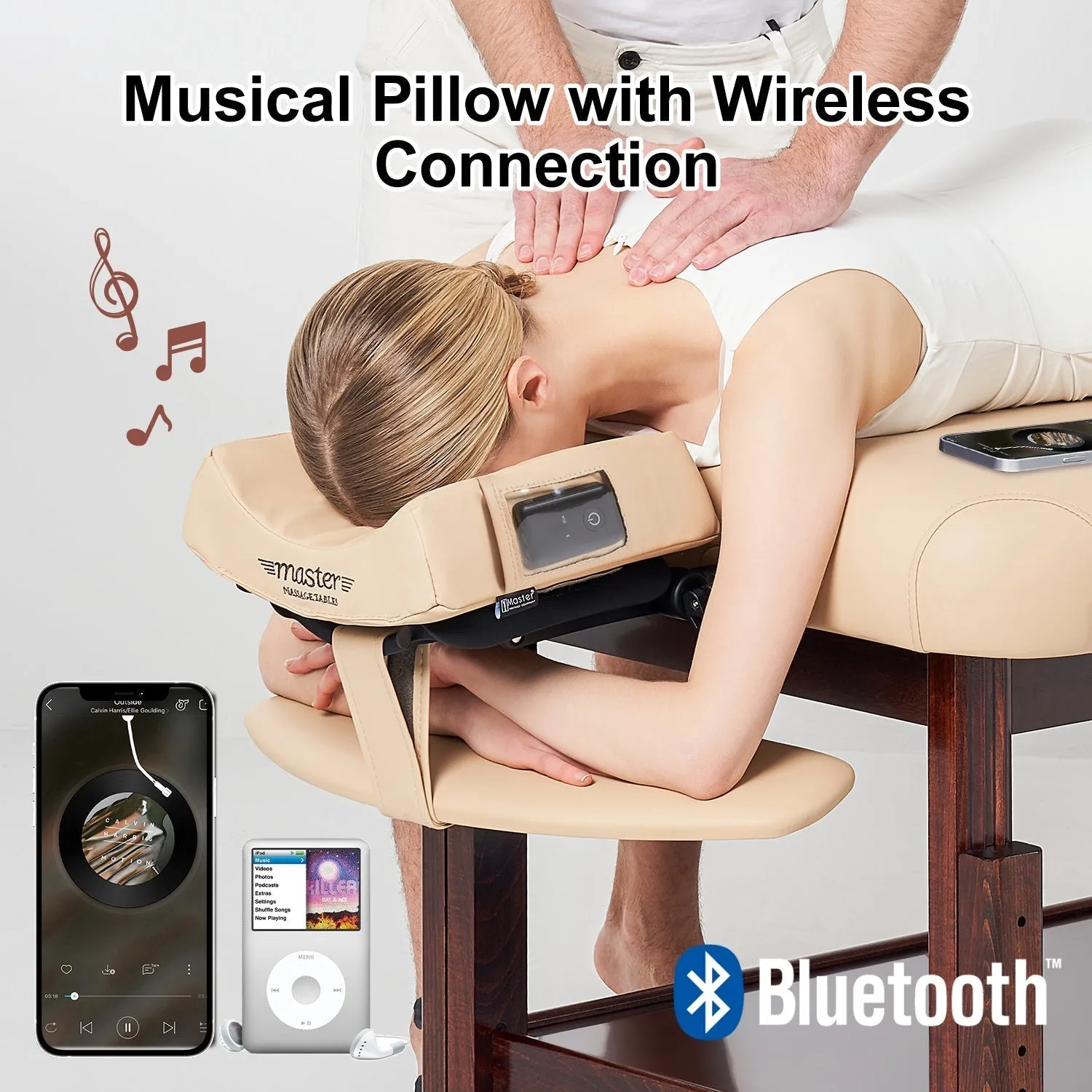 Music Master High Fidelity Sound Ergonomic Face Cradle - Cream Colour
