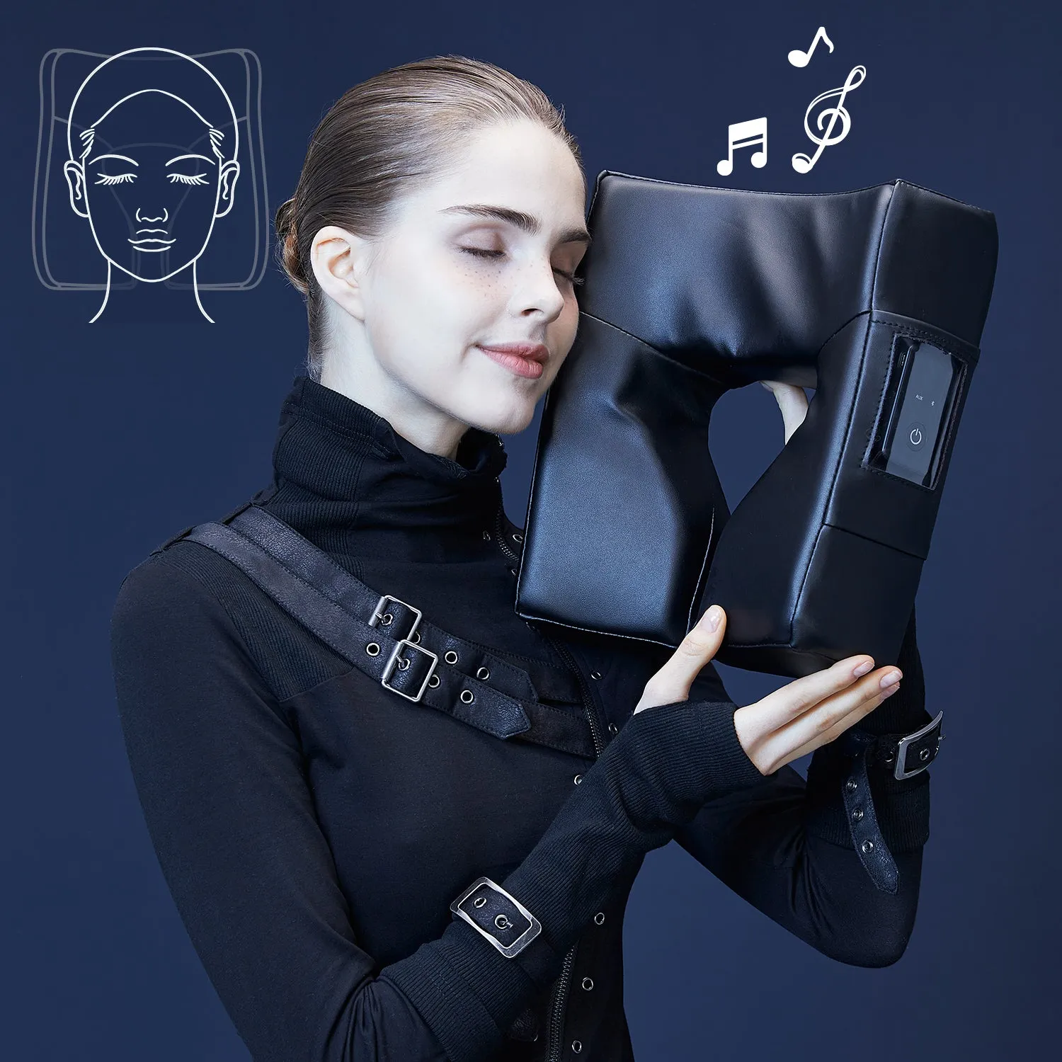 Music Master High Fidelity Sound Ergonomic Face Cradle Cushion - Black