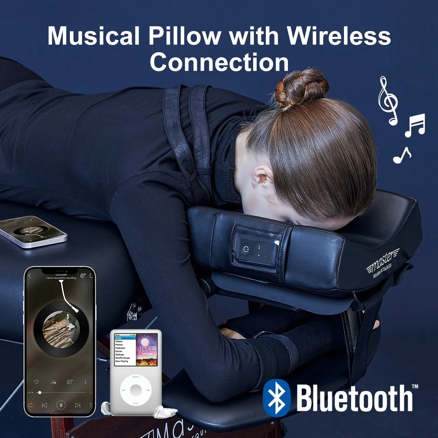 Music Master High Fidelity Sound Ergonomic Face Cradle Cushion - Black