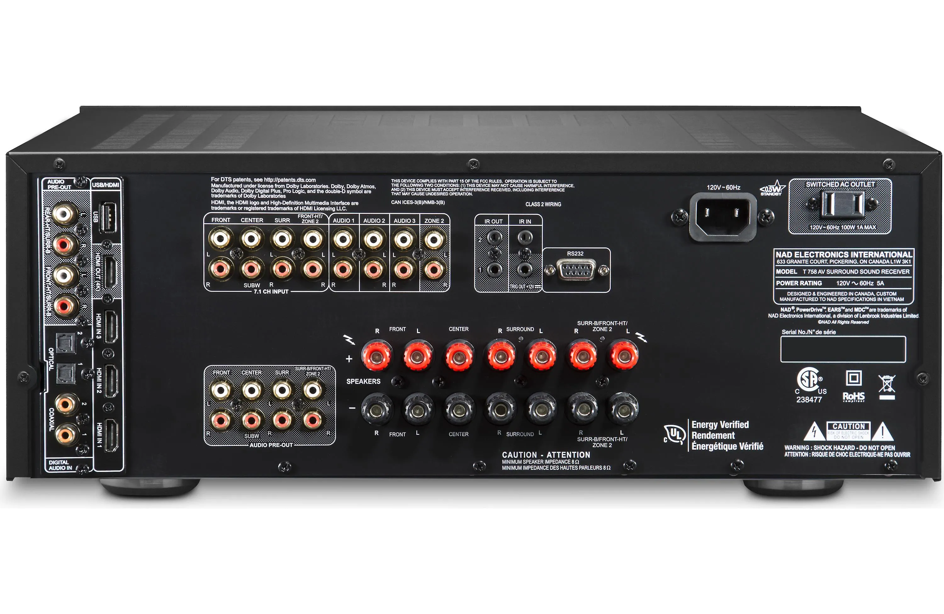 NAD Electronics T 758 V3i 7.1 Channel A/V Surround Sound Receiver