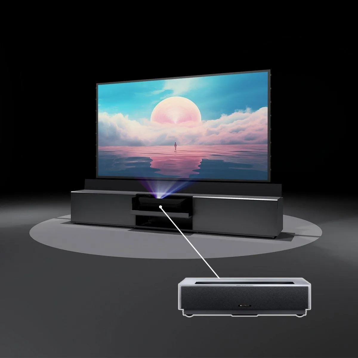 Newest VIVIDSTORM Bundle-Projector&Screen&Fully Concealed Motorised Laser TV Cabinet Paris