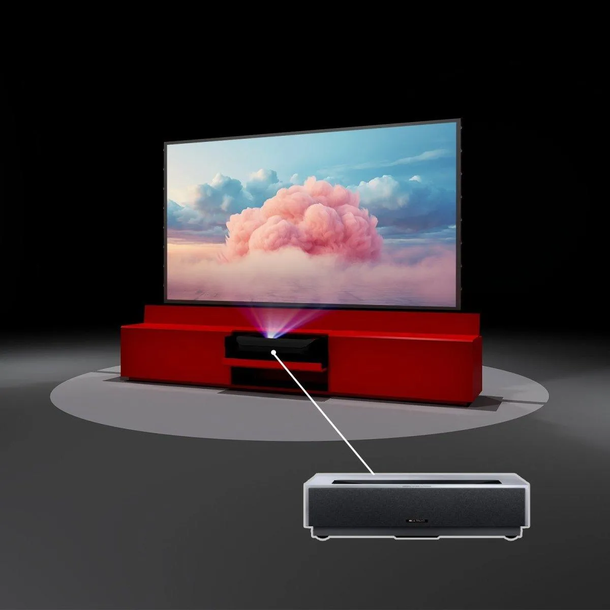 Newest VIVIDSTORM Bundle-Projector&Screen&Fully Concealed Motorised Laser TV Cabinet Paris