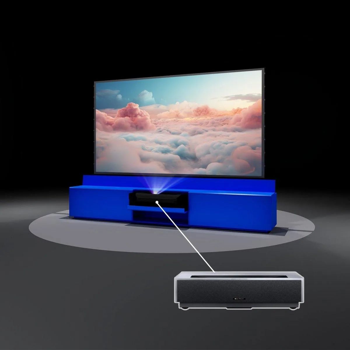 Newest VIVIDSTORM Bundle-Projector&Screen&Fully Concealed Motorised Laser TV Cabinet Paris