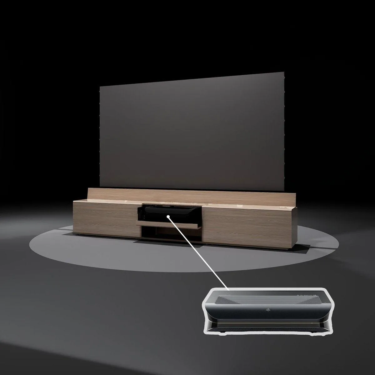 Newest VIVIDSTORM Bundle-Projector&Screen&Fully Concealed Motorised Laser TV Cabinet Paris
