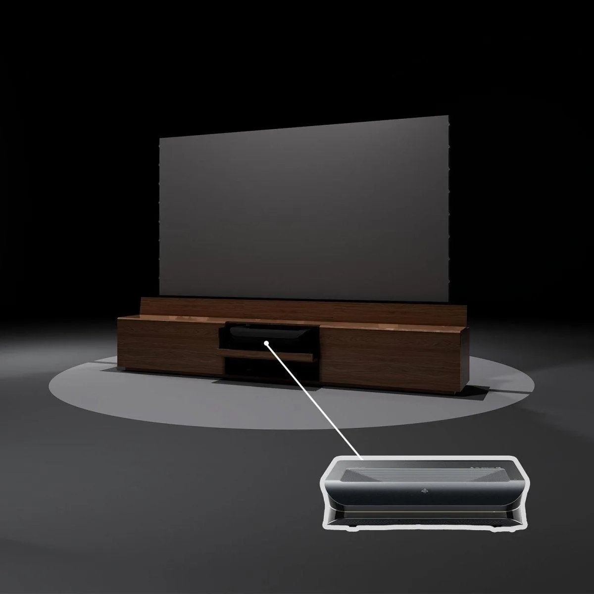 Newest VIVIDSTORM Bundle-Projector&Screen&Fully Concealed Motorised Laser TV Cabinet Paris