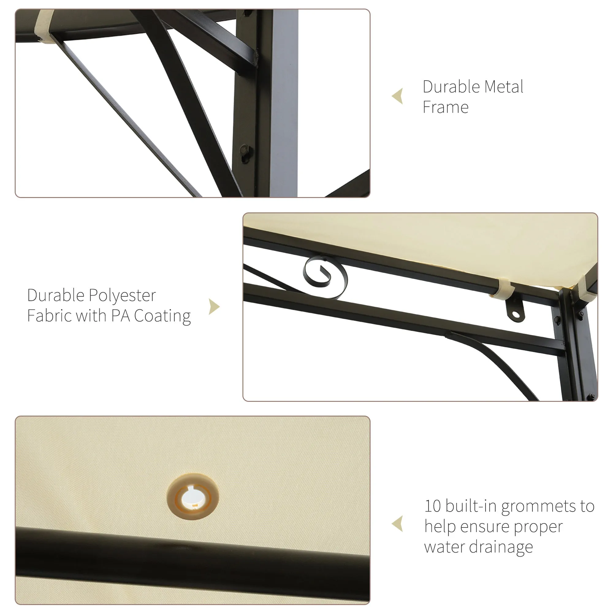 Outsunny Patio Metal Gazebo Door Window Awning Wall Mount Outdoor Shelter