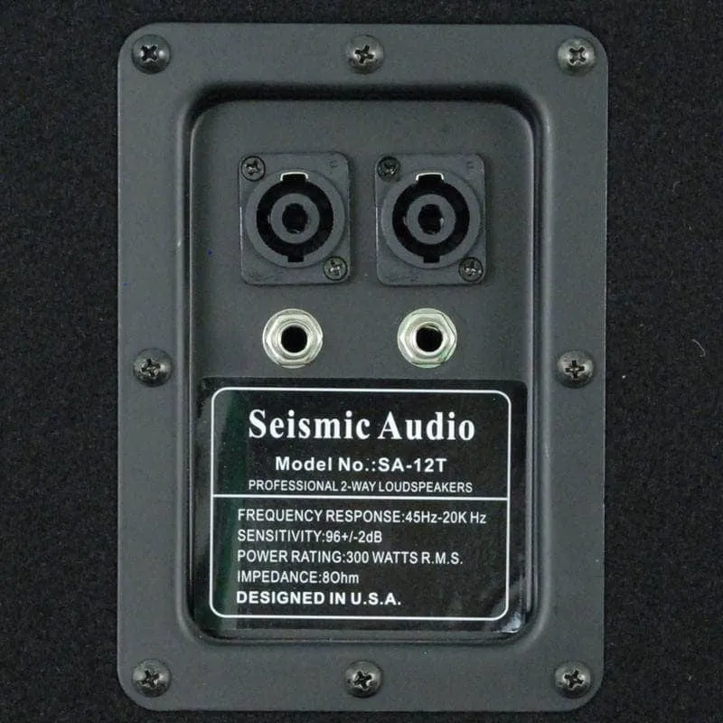 Pair of 12" PA Speakers with two Tripod Speaker Stands