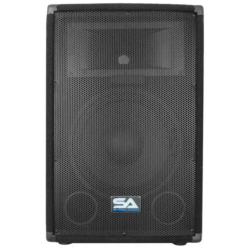 Pair of 12" PA Speakers with two Tripod Speaker Stands