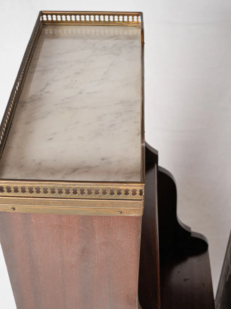 Pair of antique French nightstands - marquetry & marble