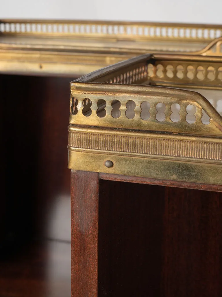 Pair of antique French nightstands - marquetry & marble