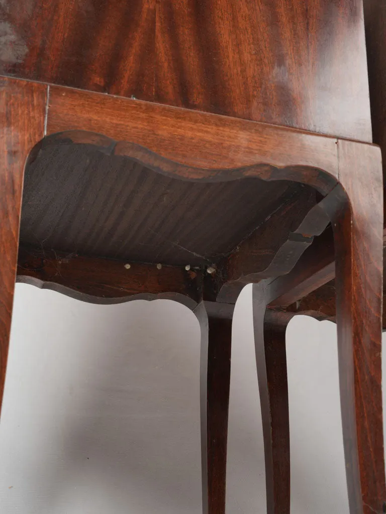 Pair of antique French nightstands - marquetry & marble
