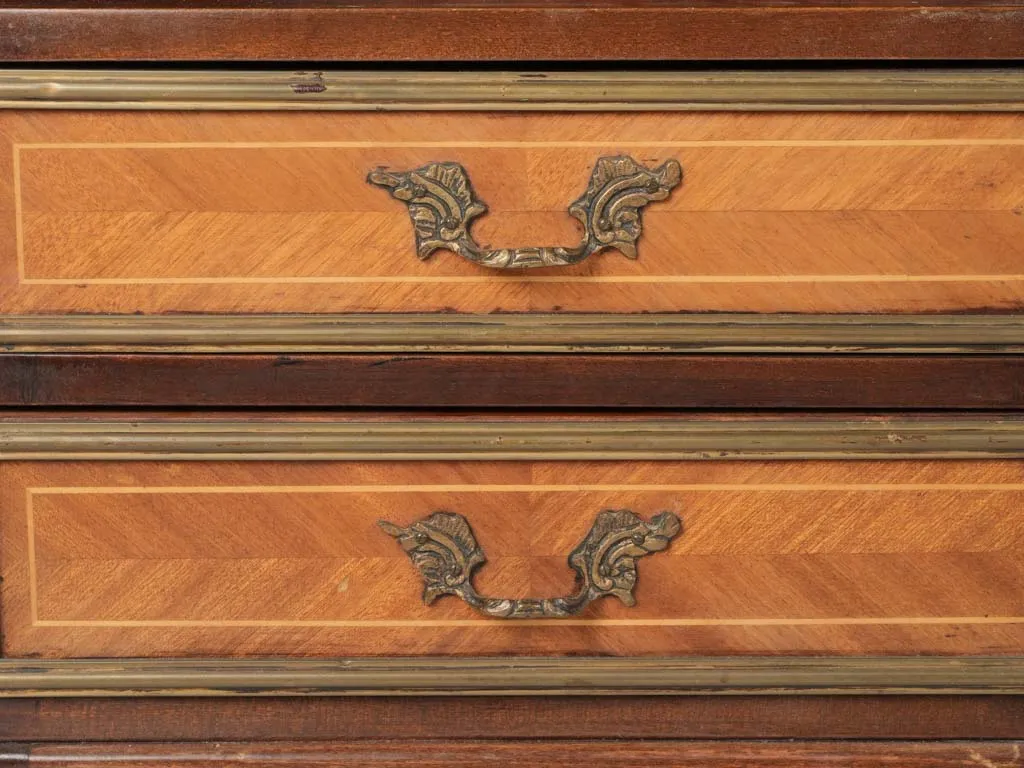 Pair of antique French nightstands - marquetry & marble