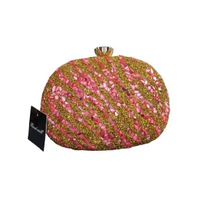 Pink and Gold Embellished Clutch