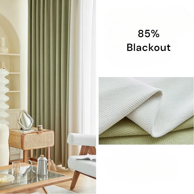 Poppy Sage Green & Cream Color-Blocking Blackout Curtain