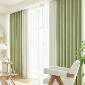 Poppy Sage Green & Cream Color-Blocking Blackout Curtain