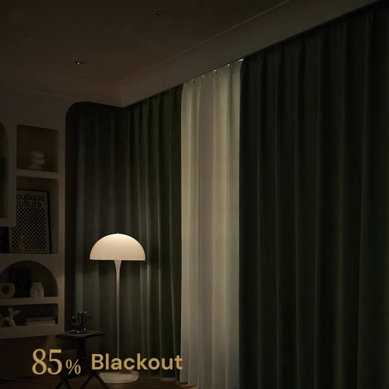 Poppy Sage Green & Cream Color-Blocking Blackout Curtain