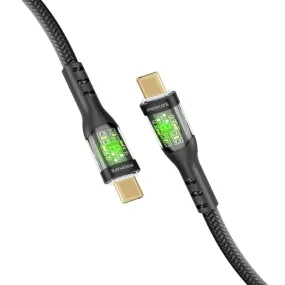 Promate TransLine-CC USB-C to USB-C Transparent Data & Charge Cable 1.2M Black