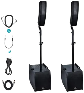 Proreck CLUB-3200 PA Speaker System 3000W Combo 4" Line Array Speakers and 12" Subwoofer with Bluetooth and Remote New