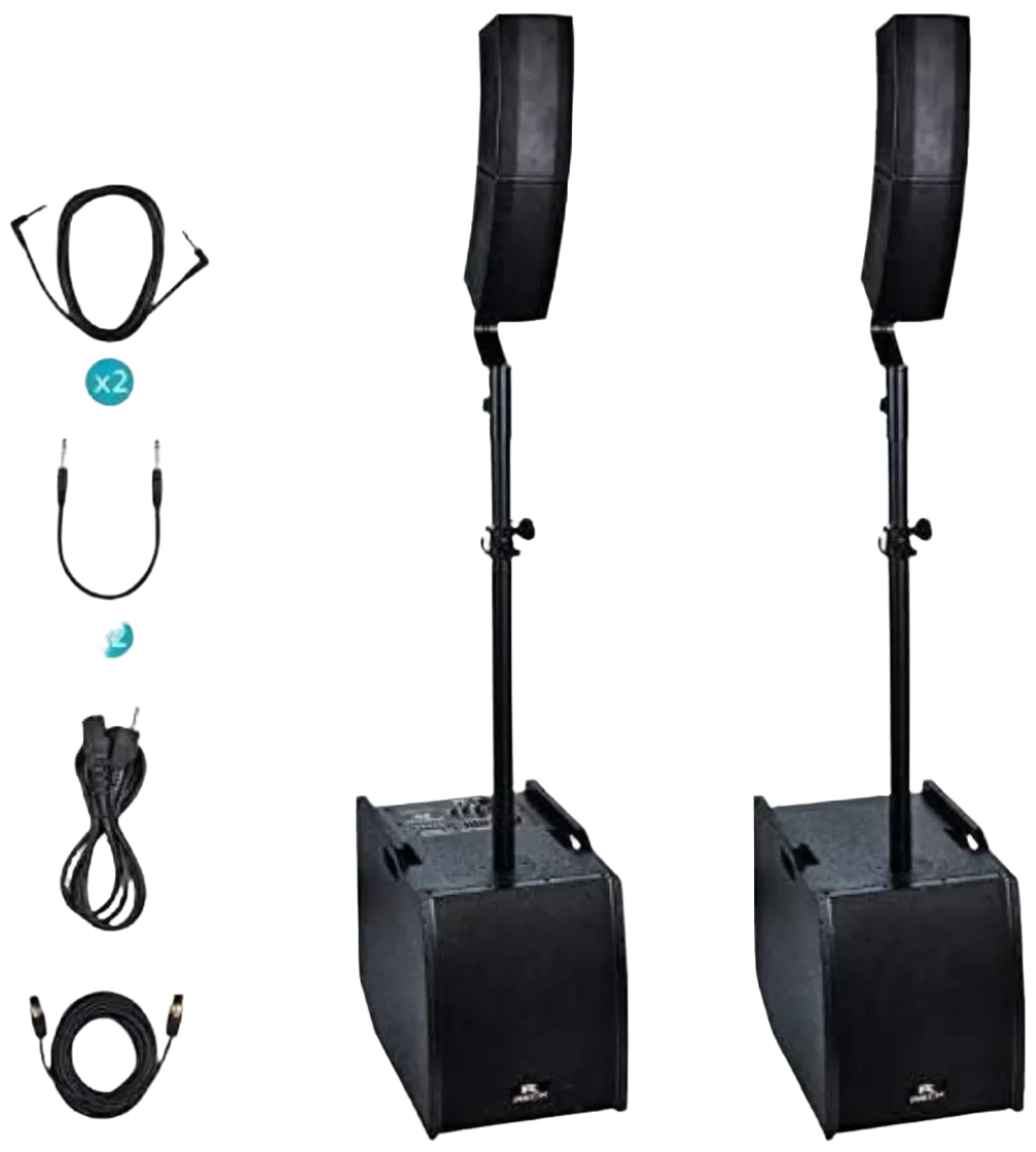 Proreck CLUB-3200 PA Speaker System 3000W Combo 4" Line Array Speakers and 12" Subwoofer with Bluetooth and Remote New
