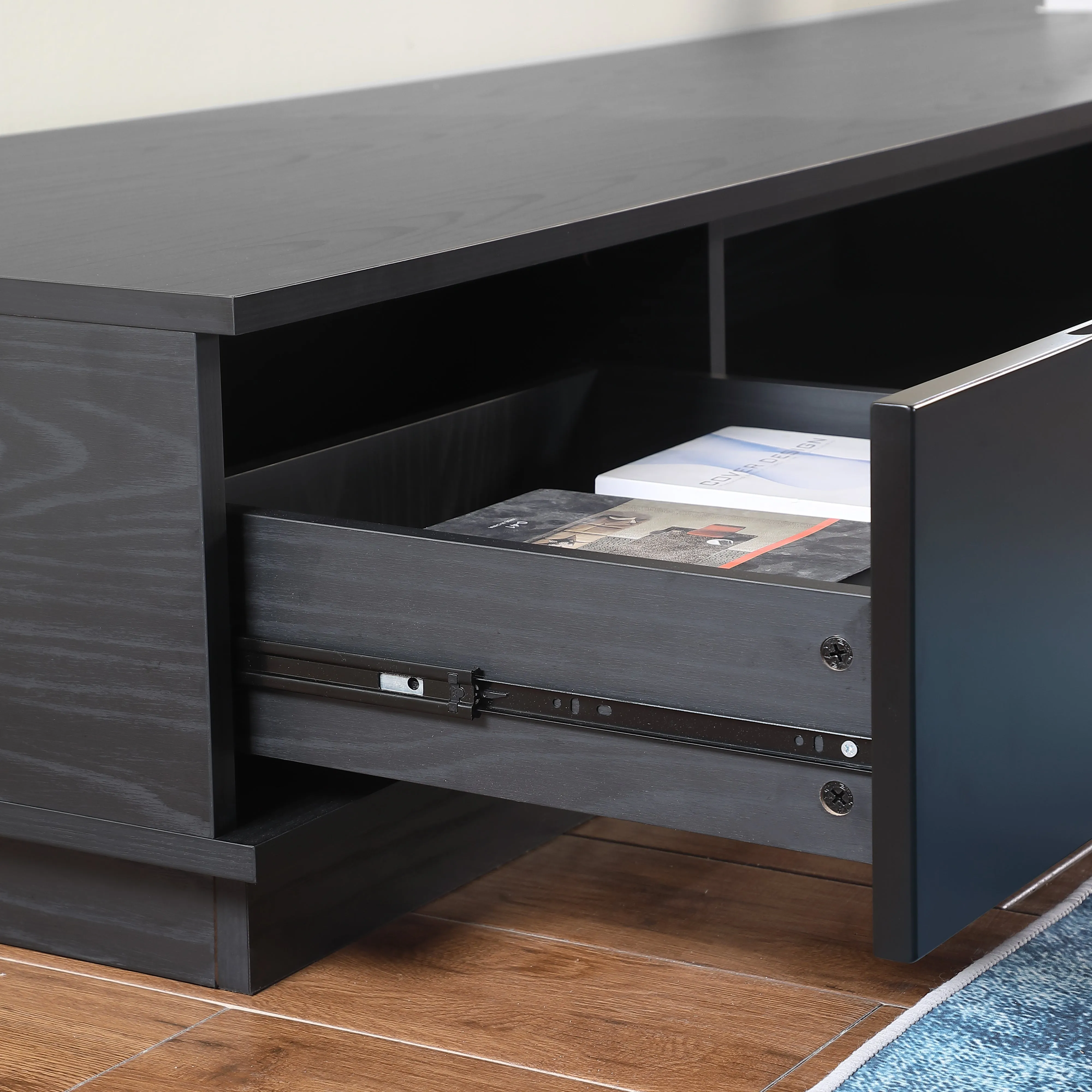 Rio Entertainment Center, TV Cabinet, Entertainment Unit 2200mm Low Line, Black Oak by Tauris
