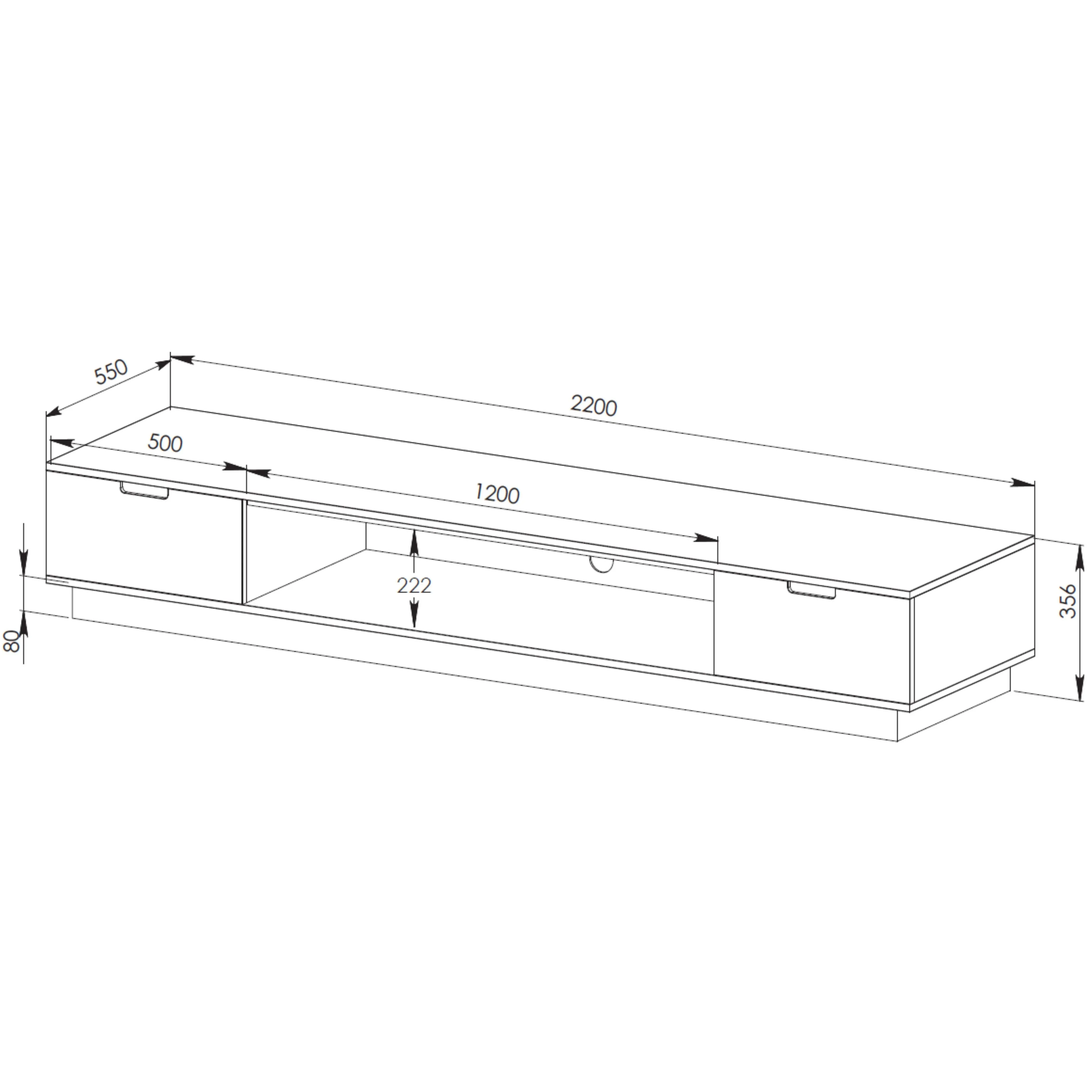 Rio Entertainment Center, TV Cabinet, Entertainment Unit 2200mm Low Line, Black Oak by Tauris