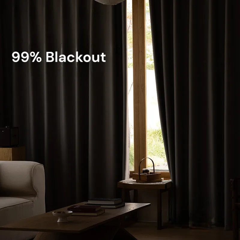 Samara Grey 100% Blackout Solid Custom Curtain