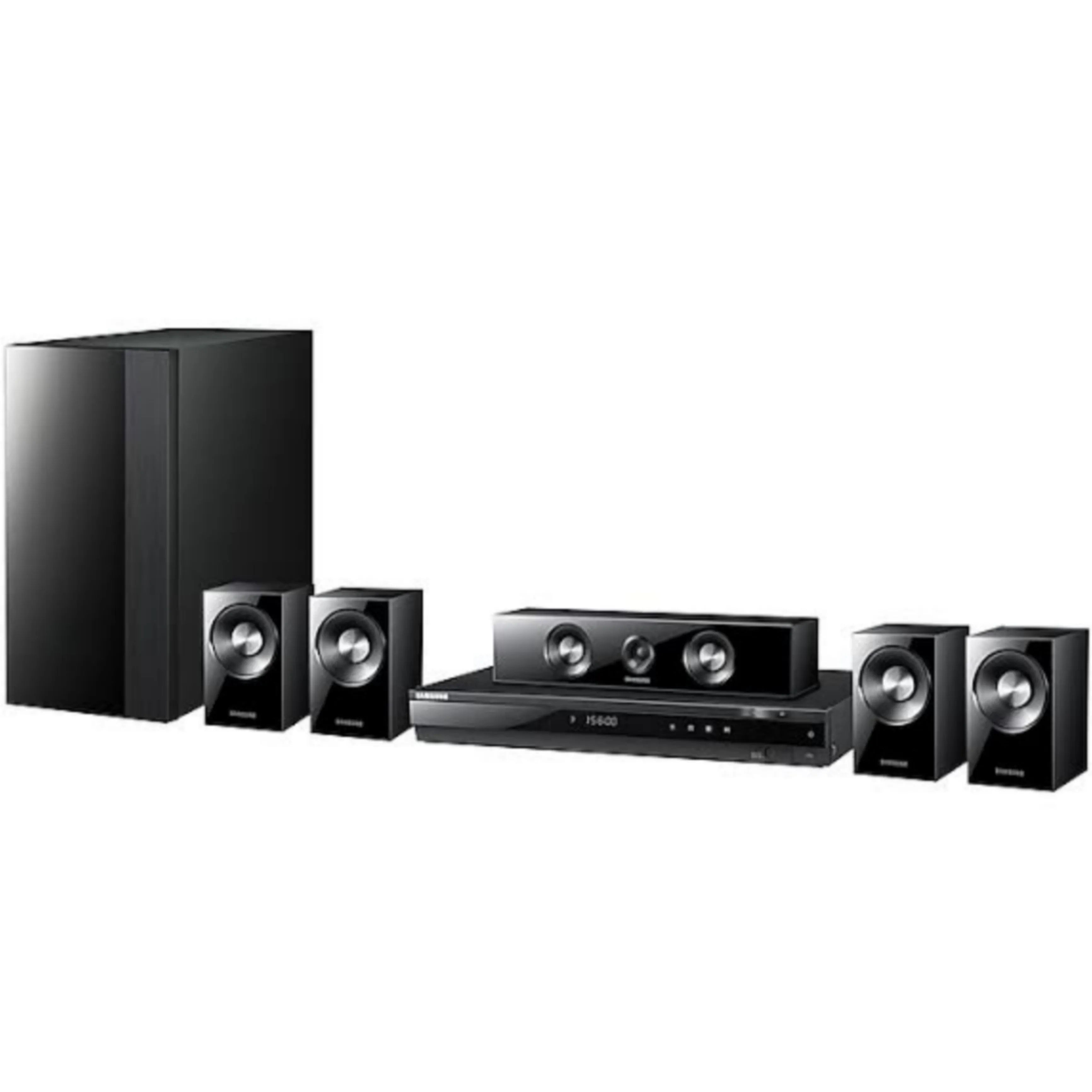 Samsung HT-D550W 5.1 Channel 1000W DVD Home Theater System with USB, Aux, FM Radio, Optical In, and HDMI - Pre-Owned.