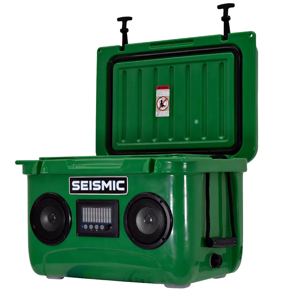 SC37WS-Green - 37 Quart Green Hard Cooler Box with Built-In Bluetooth Speakers