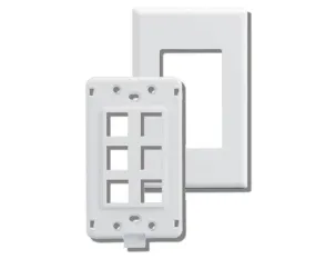 Screwless Keystone Wall Plate, Single-Gang - Up to 3-Ports - White