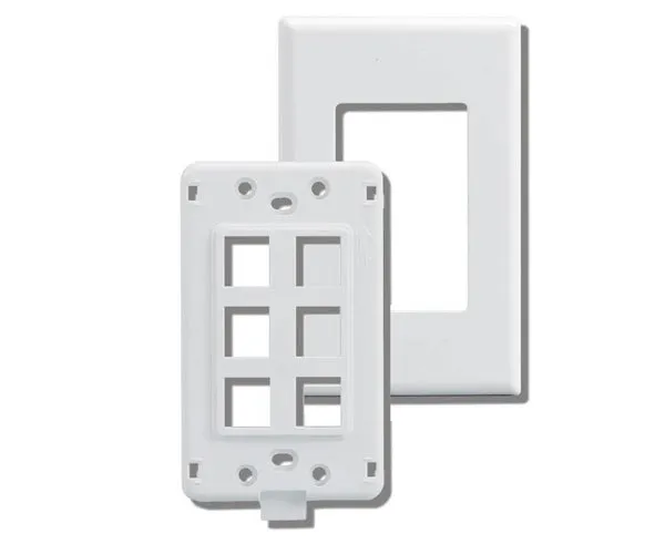 Screwless Keystone Wall Plate, Single-Gang - Up to 3-Ports - White
