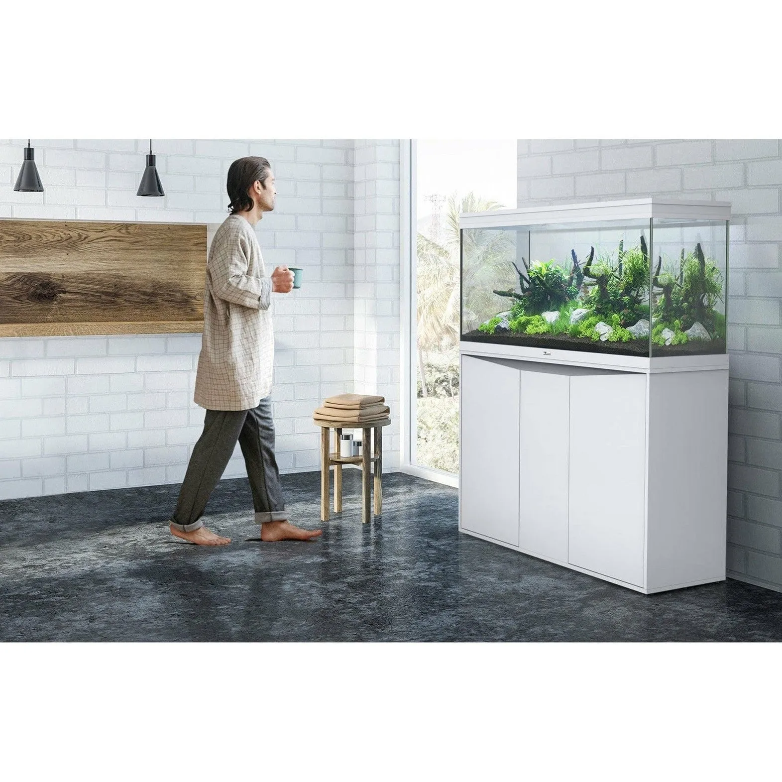 SPLENDID 120x40x61 LED 2.0 AQUARIUM   2WD CABINET-WHITE