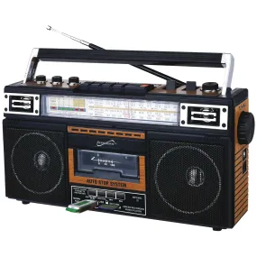 SuperSonic SC-3201BT 4 Band Radio & Bluetooth Speaker with Cassette to MP3 Converter