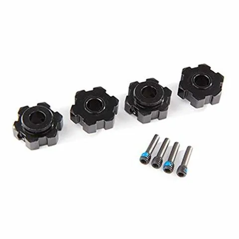 Traxxas 8956A Wheel hubs hex aluminum (black-anodized) (4) 4x13mm screw pins (4) -Discontinued