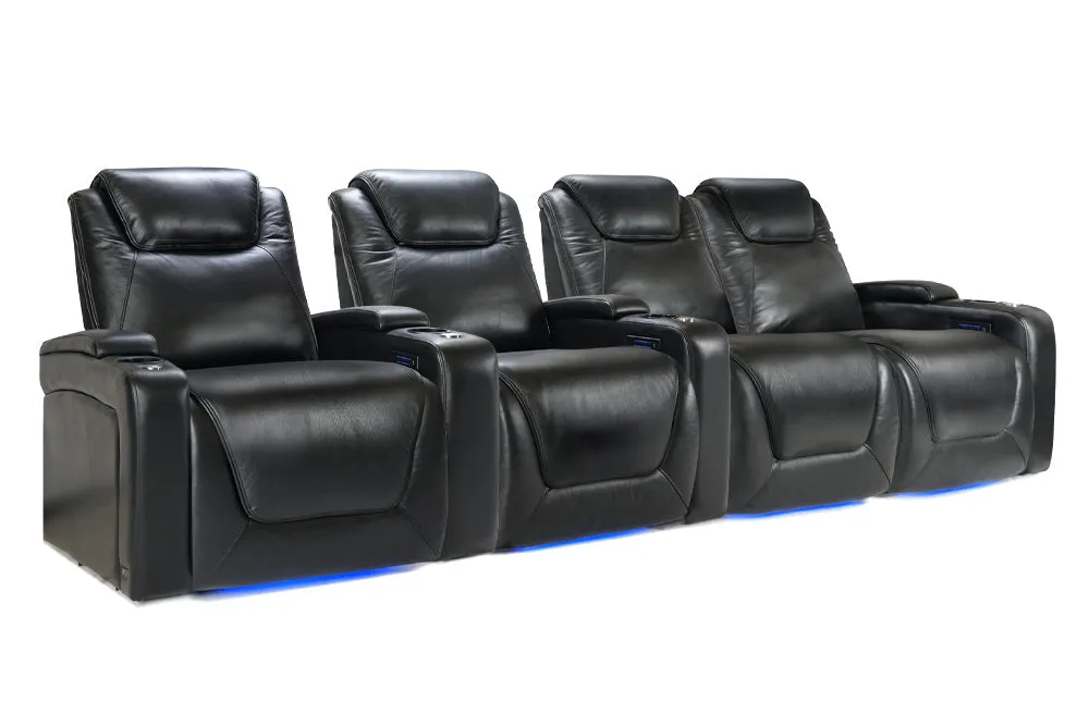Valencia Oslo Modern XL Home Theater Seating Row of 4 Loveseat Right, Midnight Black