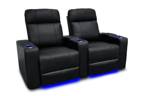 Valencia Piacenza Leather Home Theater Seating Power Headrest Row of 2, Black