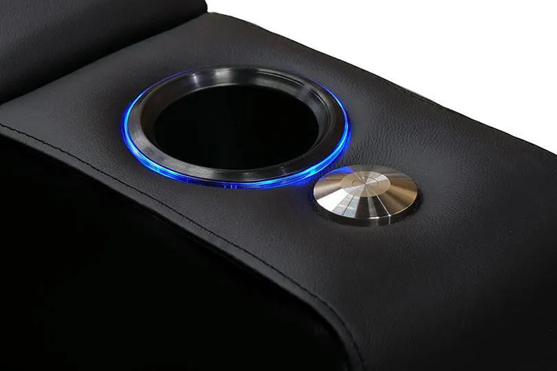Valencia Piacenza Leather Home Theater Seating Power Headrest Row of 2, Black