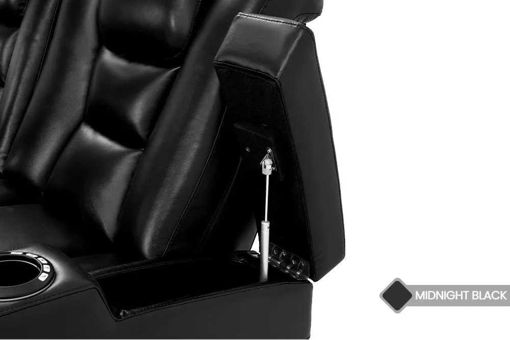 Valencia Venice Leather Home Theater Seating Row of 3, Black