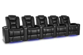 Valencia Venice Leather Home Theater Seating Row of 5, Black