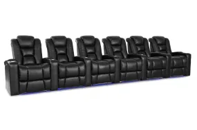 Valencia Venice Leather Home Theater Seating Row of 6, Black