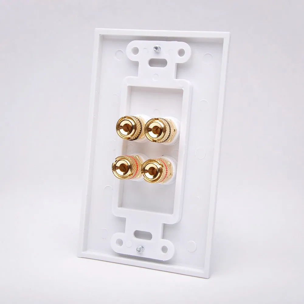Vanco 28147W 2 Pair Binding Post Wall Plate