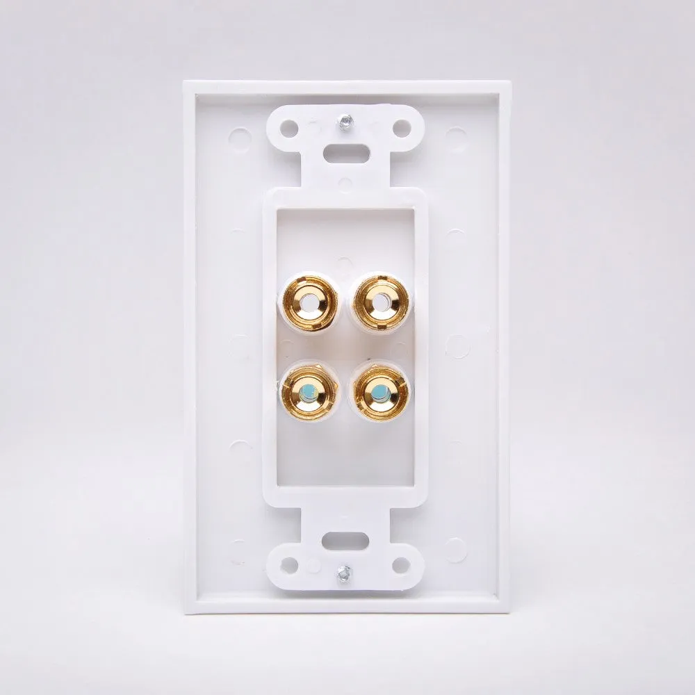 Vanco 28147W 2 Pair Binding Post Wall Plate