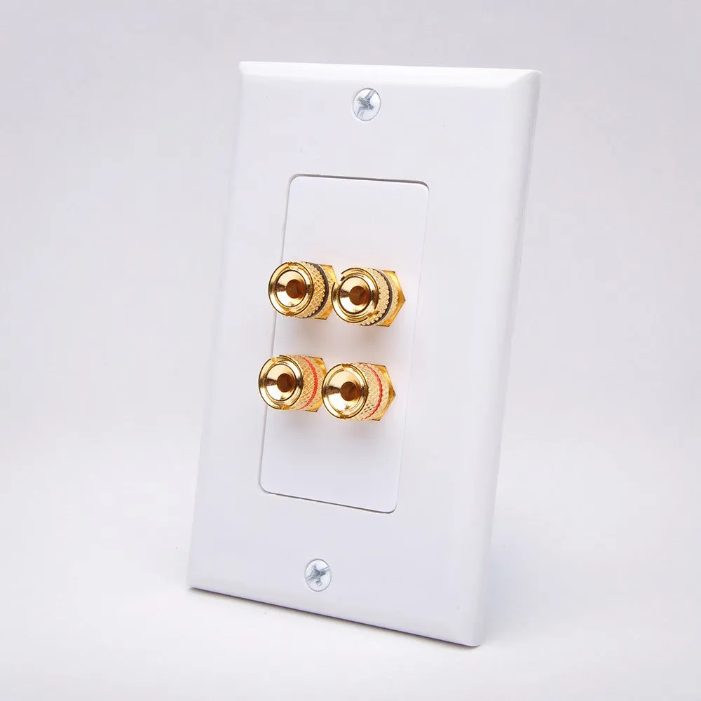 Vanco 28147W 2 Pair Binding Post Wall Plate